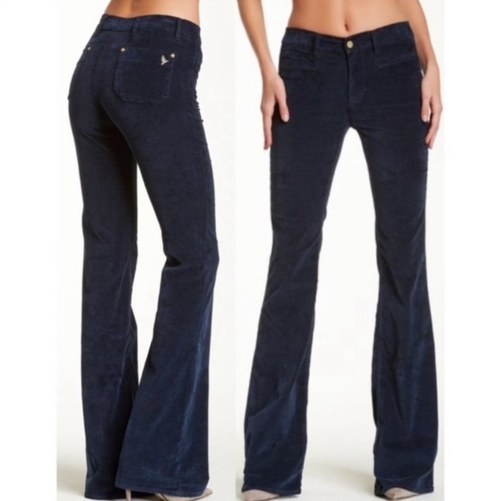 MIH ANTHROPOLOGIE The Bodycon Marrakesh Mid Rise Skinny Kick Flare Velvet Jeans